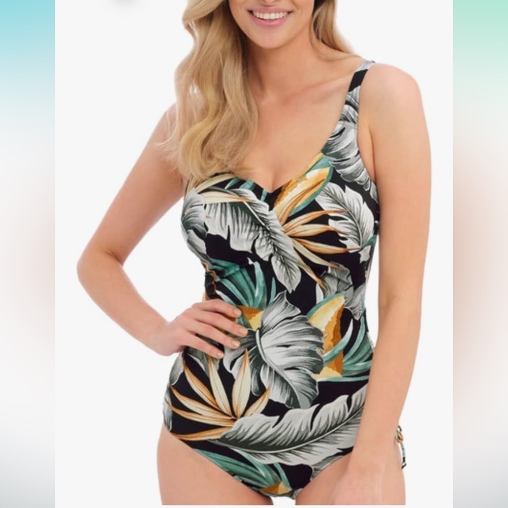 NWT Fantasie Women's Bamboo Grove Underwire V-Neck Swimsuit 42D